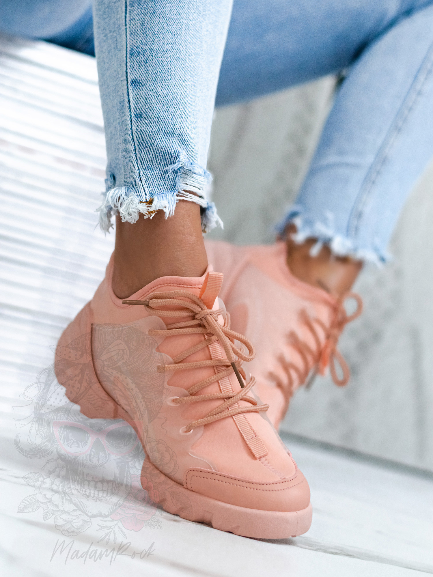 -WYPRZEDANE-Buty sportowe Madam Elsz pudrowe