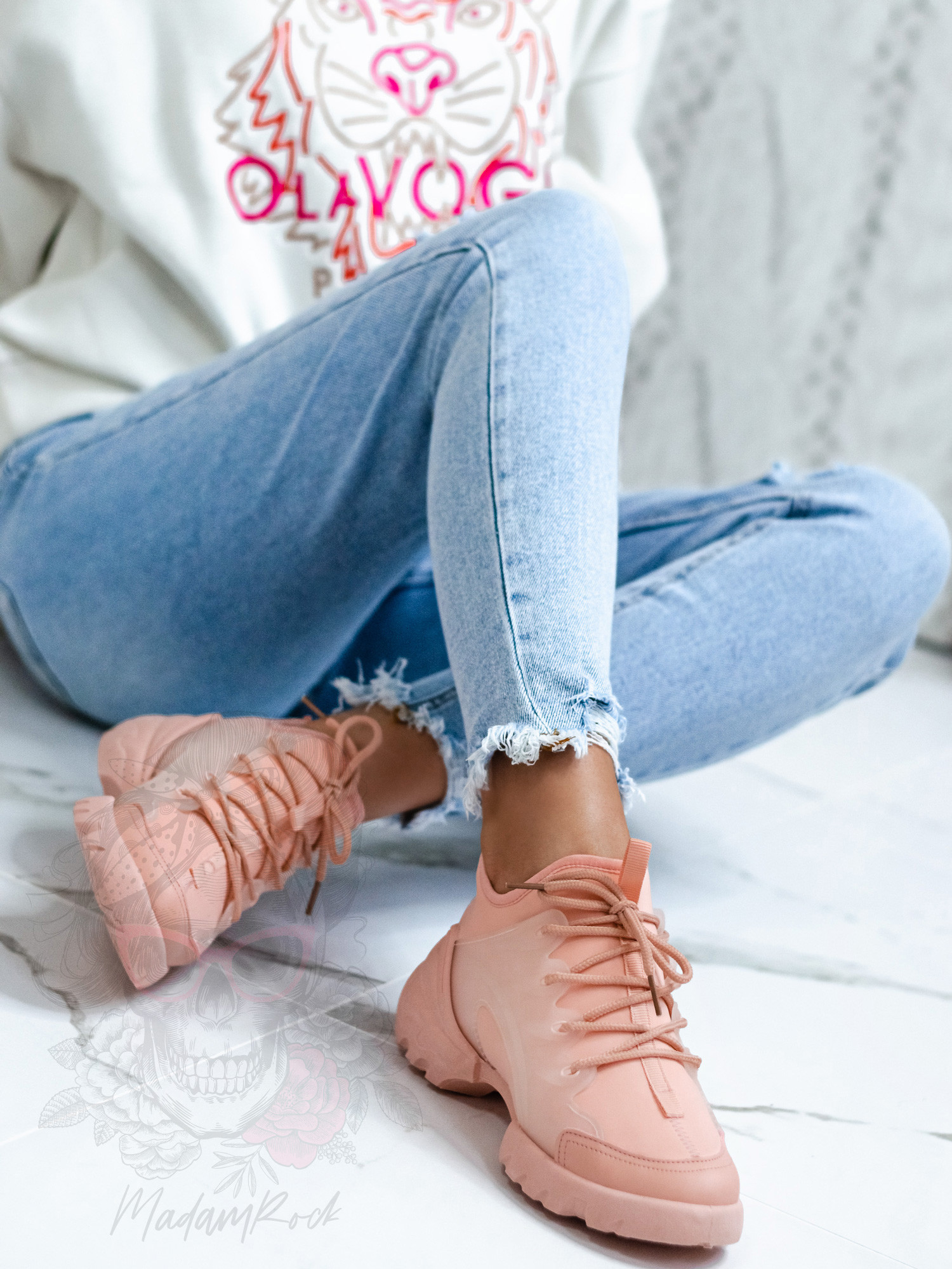 -WYPRZEDANE-Buty sportowe Madam Elsz pudrowe