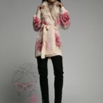 Kardigan z futerkiem Flowers beżowy