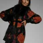 Kardigan z futerkiem Flowers II czarny