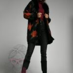 Kardigan z futerkiem Flowers II czarny