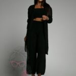 Komplet z misia Teddies long czarny