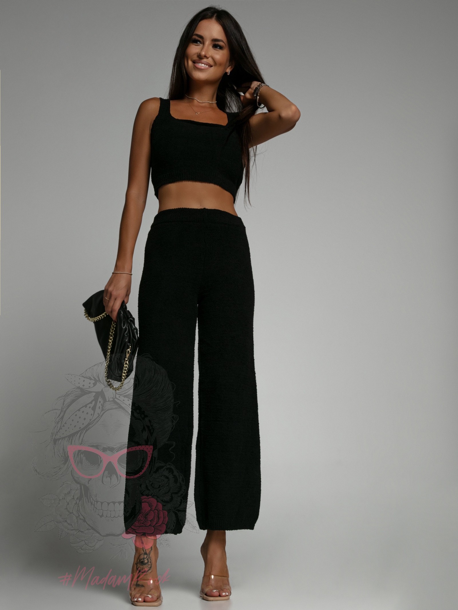 Komplet z misia Teddies long czarny Komplet z misia Teddies long czarny