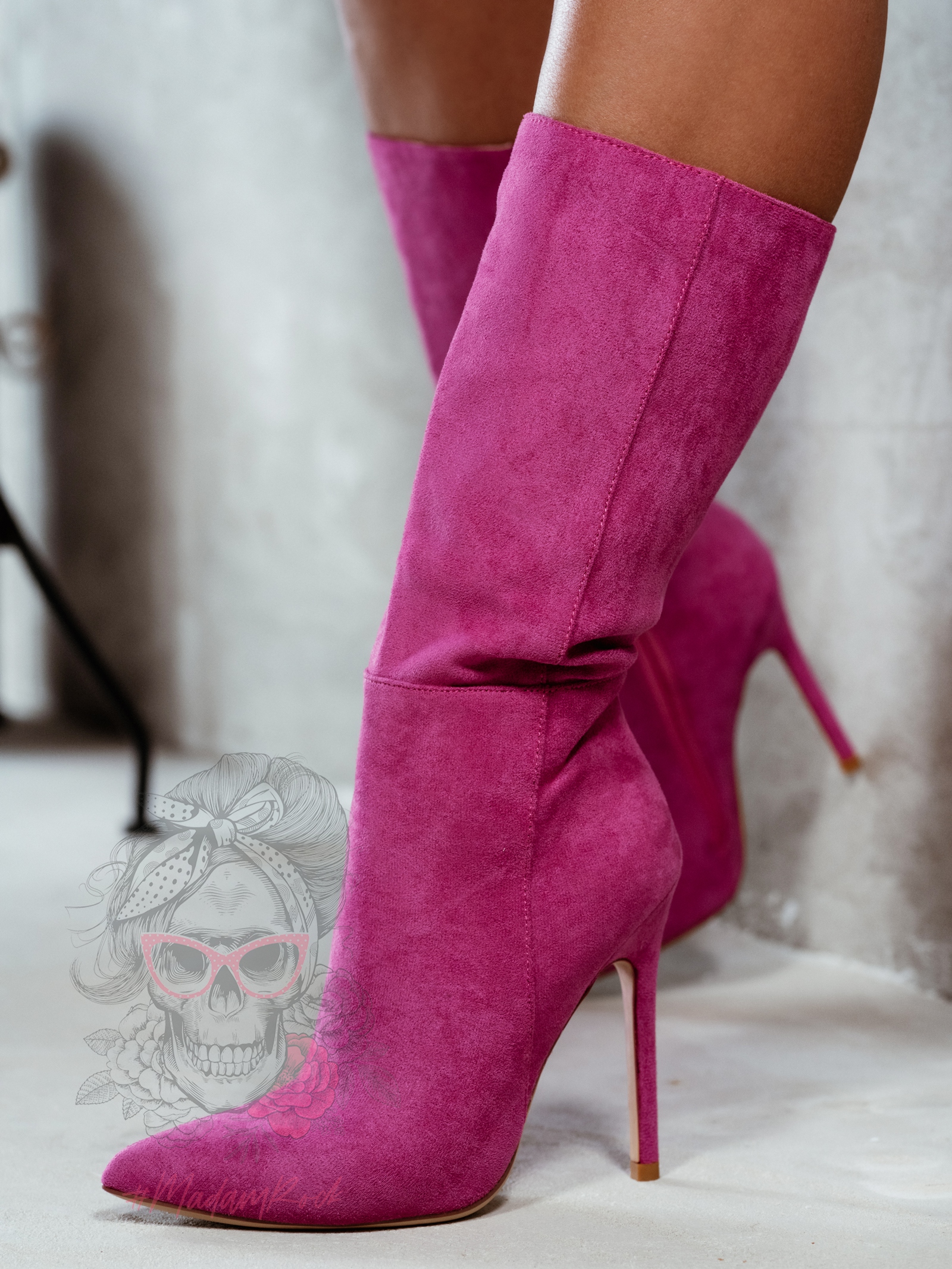 Kozaki zamszowe Madam Tiza różowe