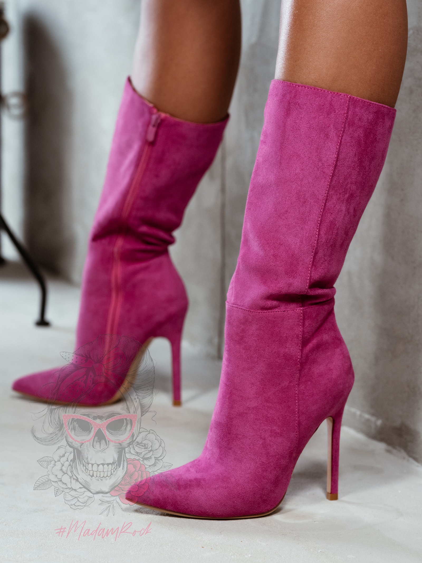 Kozaki zamszowe Madam Tiza różowe