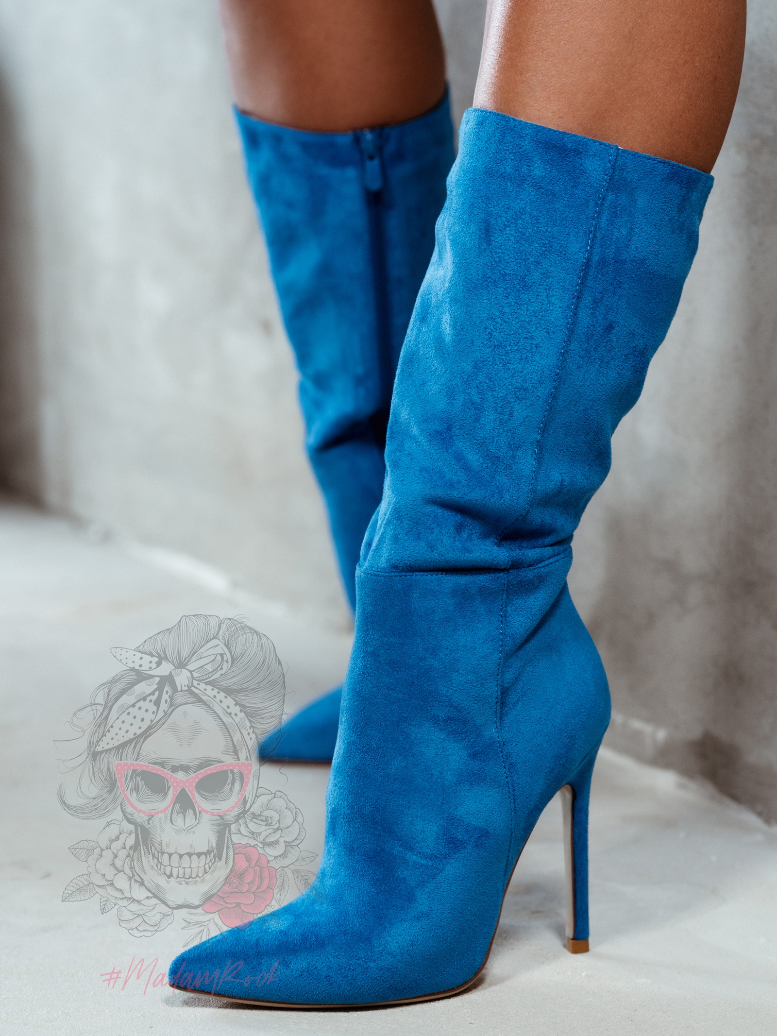 Kozaki zamszowe Madam Tiza niebieskie