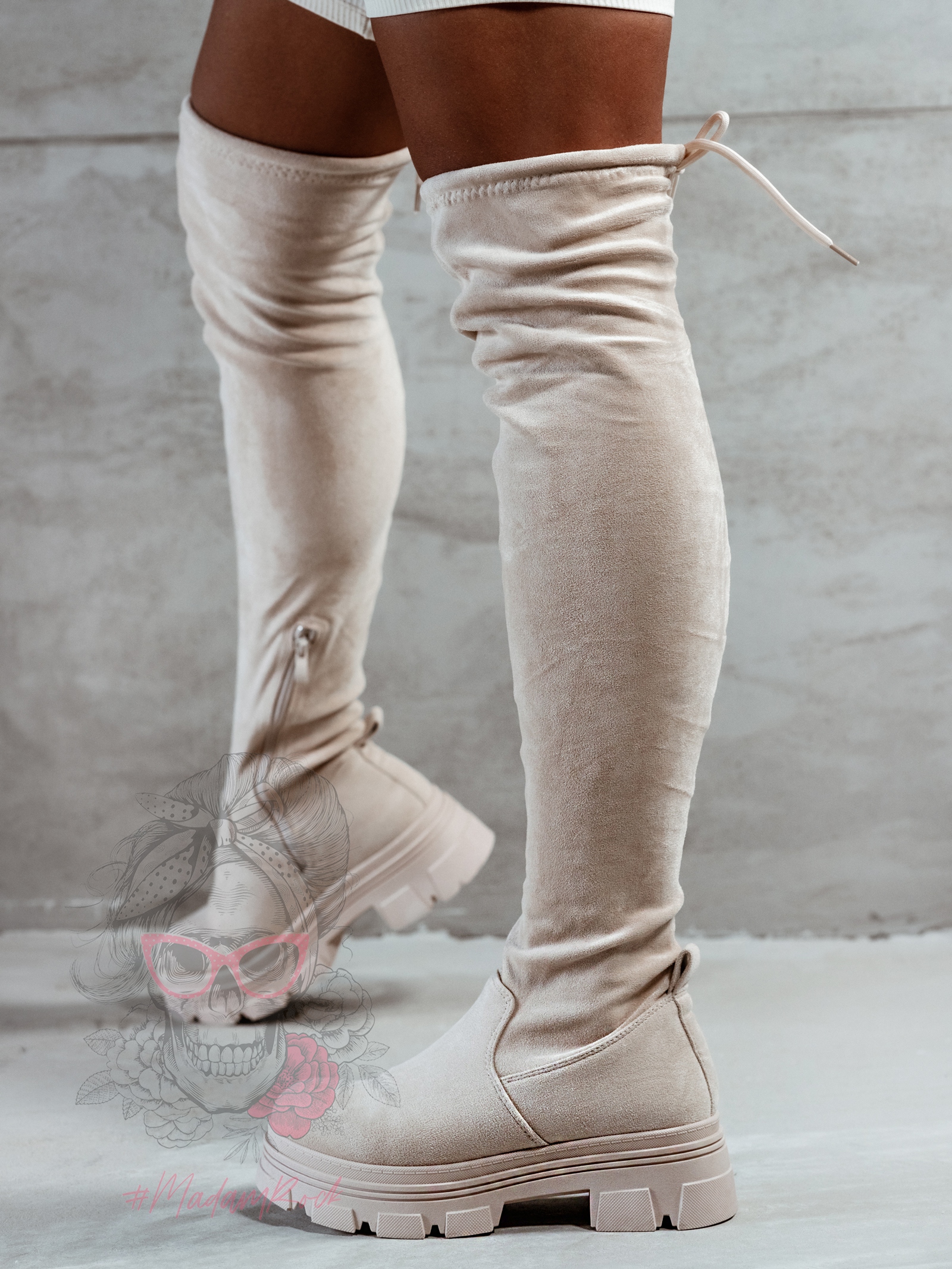 Kozaki zamszowe za kolano Madam Altura beżowe Kozaki zamszowe za kolano Madam Altura beżowe