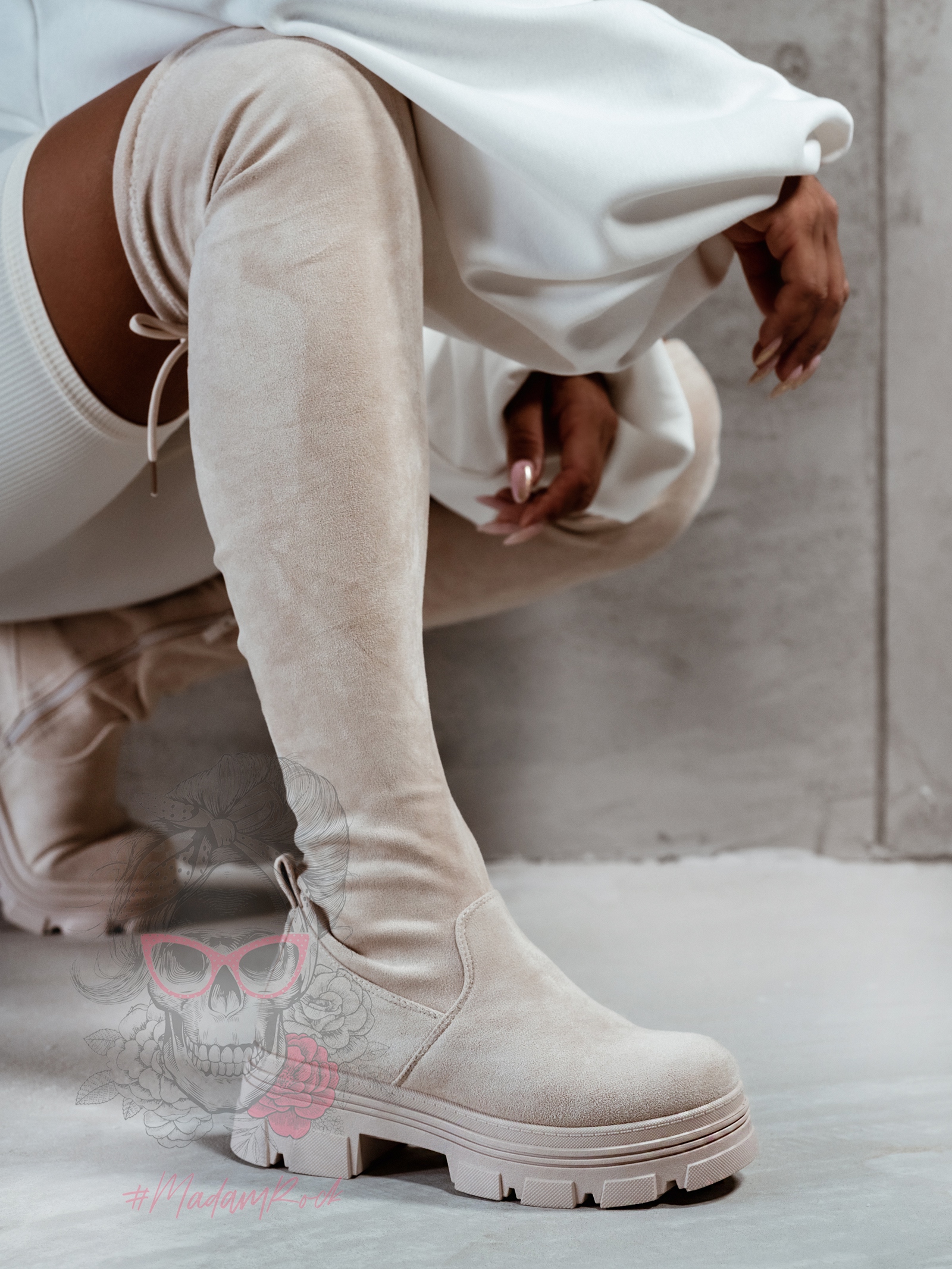 Kozaki zamszowe za kolano Madam Altura beżowe Kozaki zamszowe za kolano Madam Altura beżowe