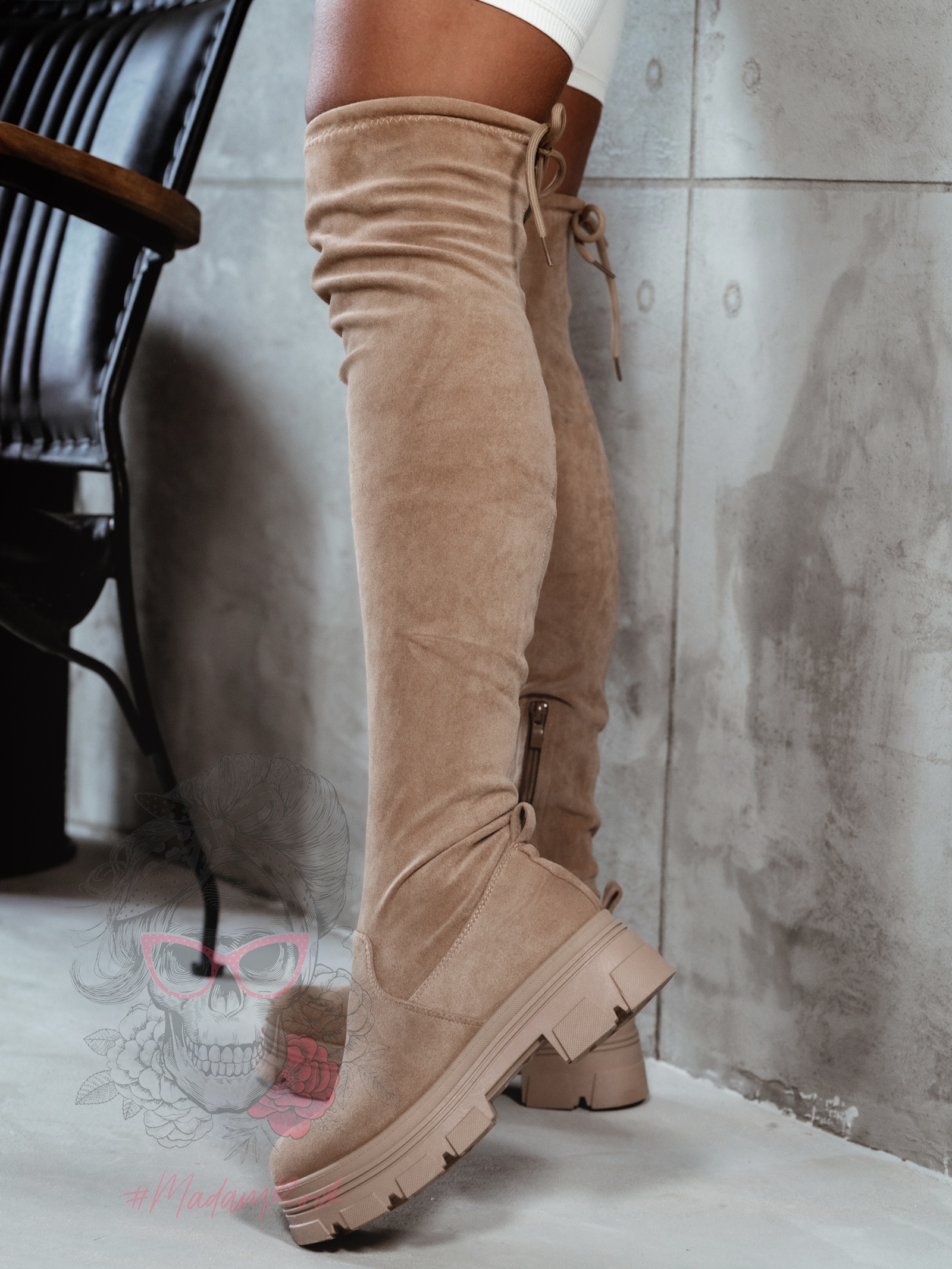 Kozaki zamszowe za kolano Madam Altura cappuccino