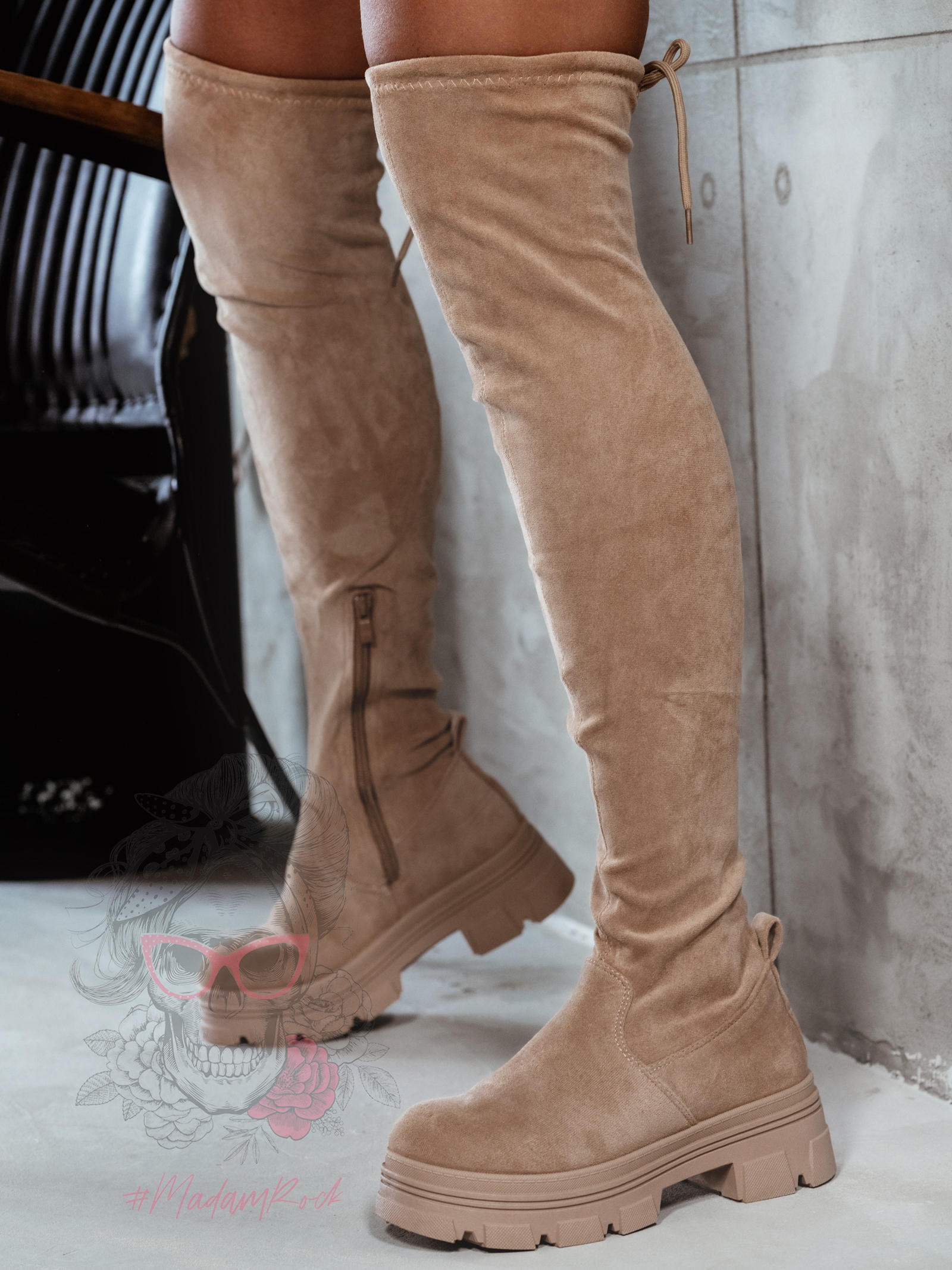 Kozaki zamszowe za kolano Madam Altura cappuccino