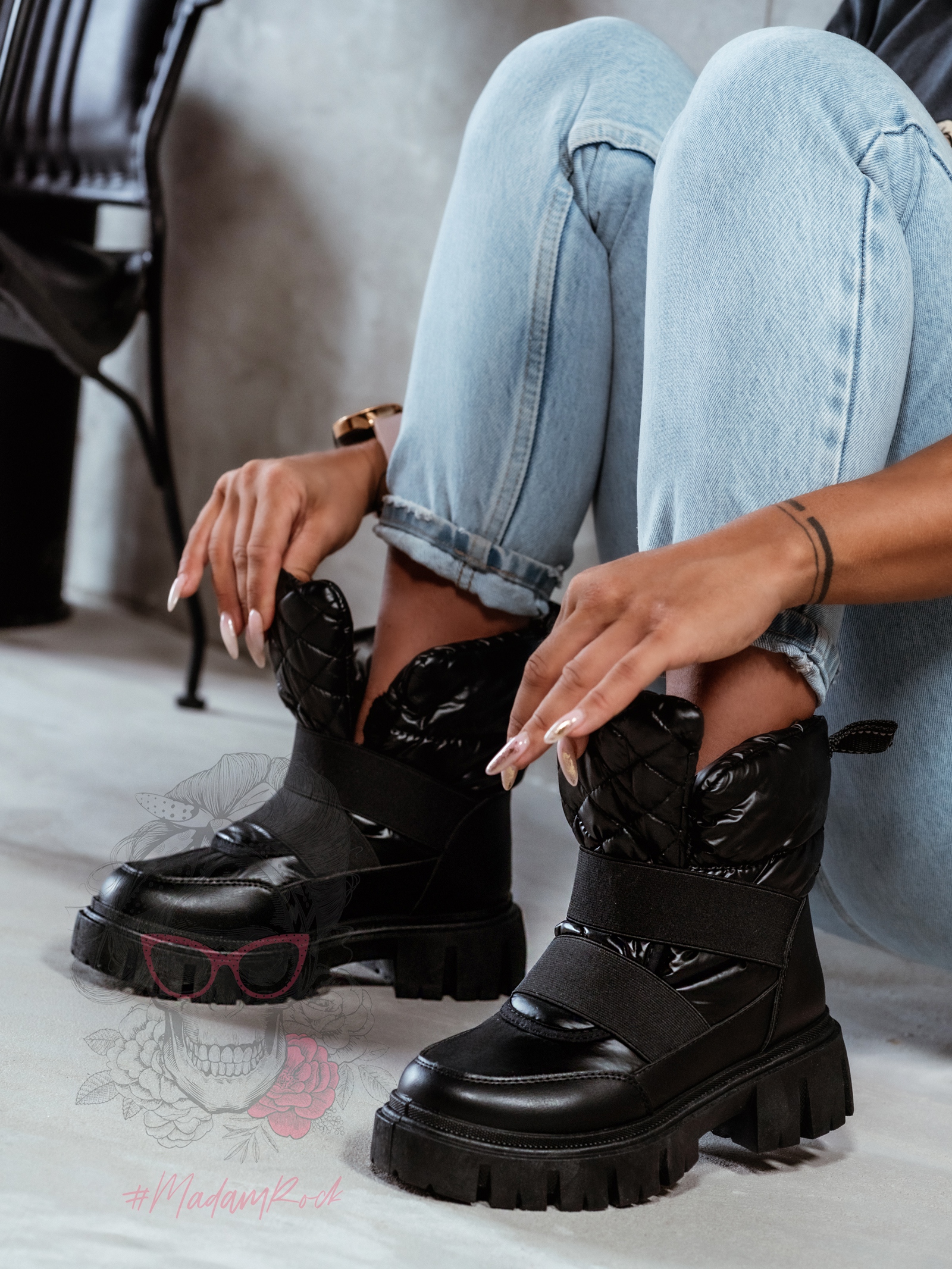 Trapery ocieplane Rock Sherko czarne Trapery ocieplane Rock Sherko czarne