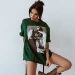 T-shirt oversize Lady Ola Voga butelkowa zieleń