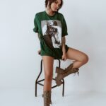 T-shirt oversize Lady Ola Voga butelkowa zieleń