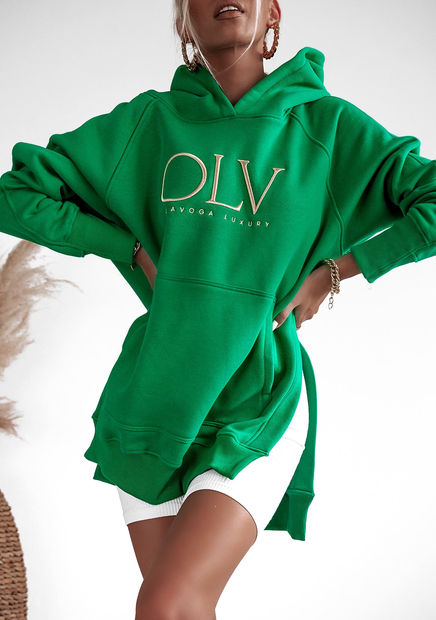 Bluza z rozcięciem Ola Voga Big Gold OLV zielona Bluza z rozcięciem Ola Voga Big Gold OLV zielona