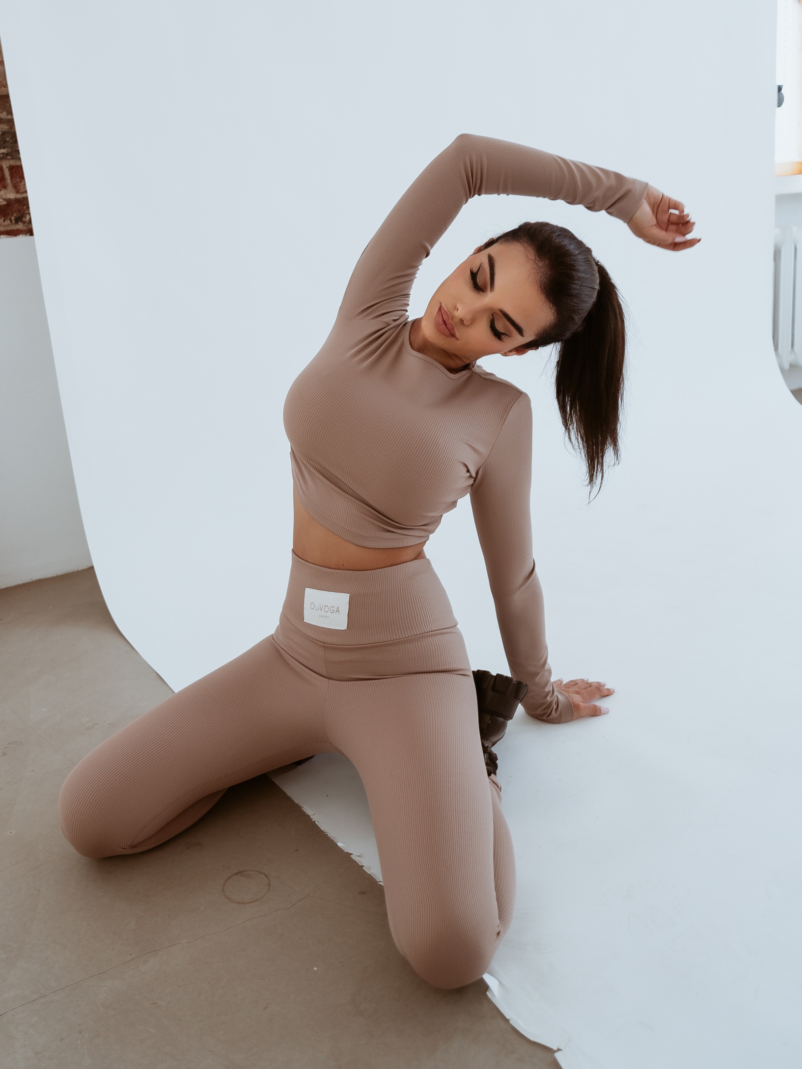 Komplet prążkowany Comfort Luxury Ola Voga c.beżowy