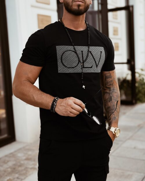 T-shirt klasyczny męski Big Letters Ola Voga czarny