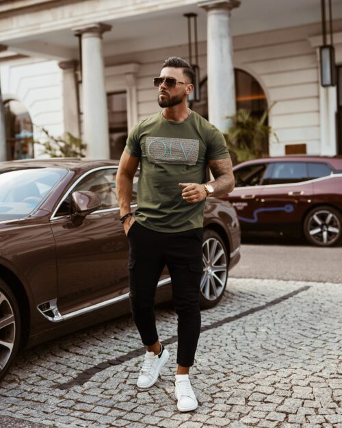 T-shirt klasyczny męski Big Letters Ola Voga khaki