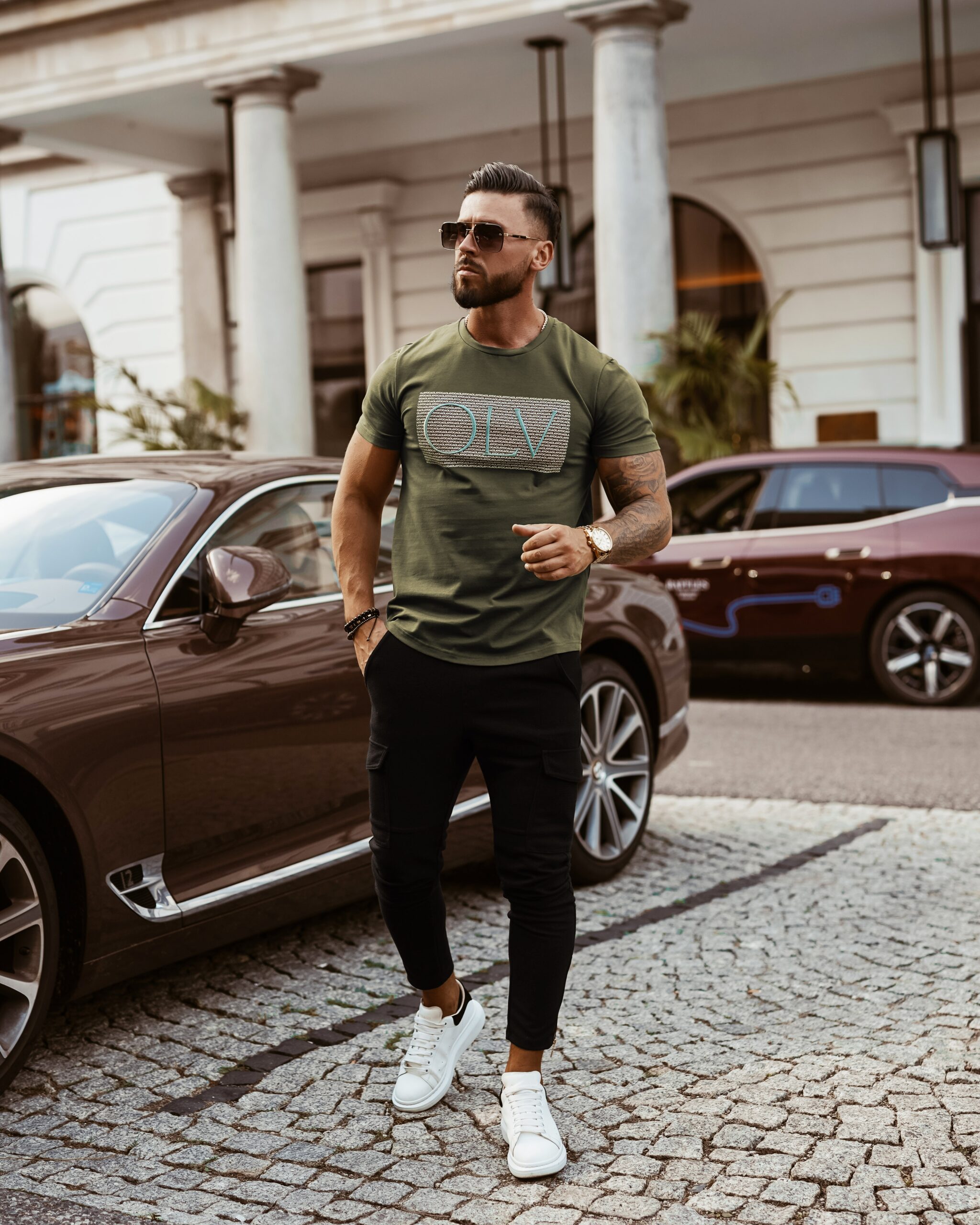 T-shirt klasyczny męski Big Letters Ola Voga khaki