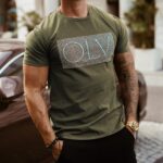 T-shirt klasyczny męski Big Letters Ola Voga khaki