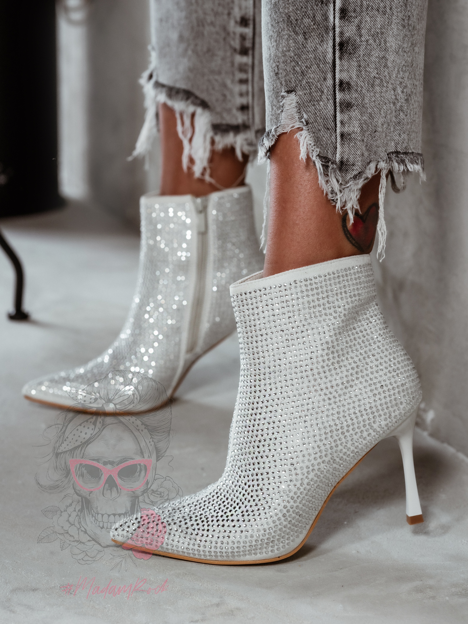 Botki z cyrkoniami Madam Operio srebrne Botki z cyrkoniami Madam Operio srebrne