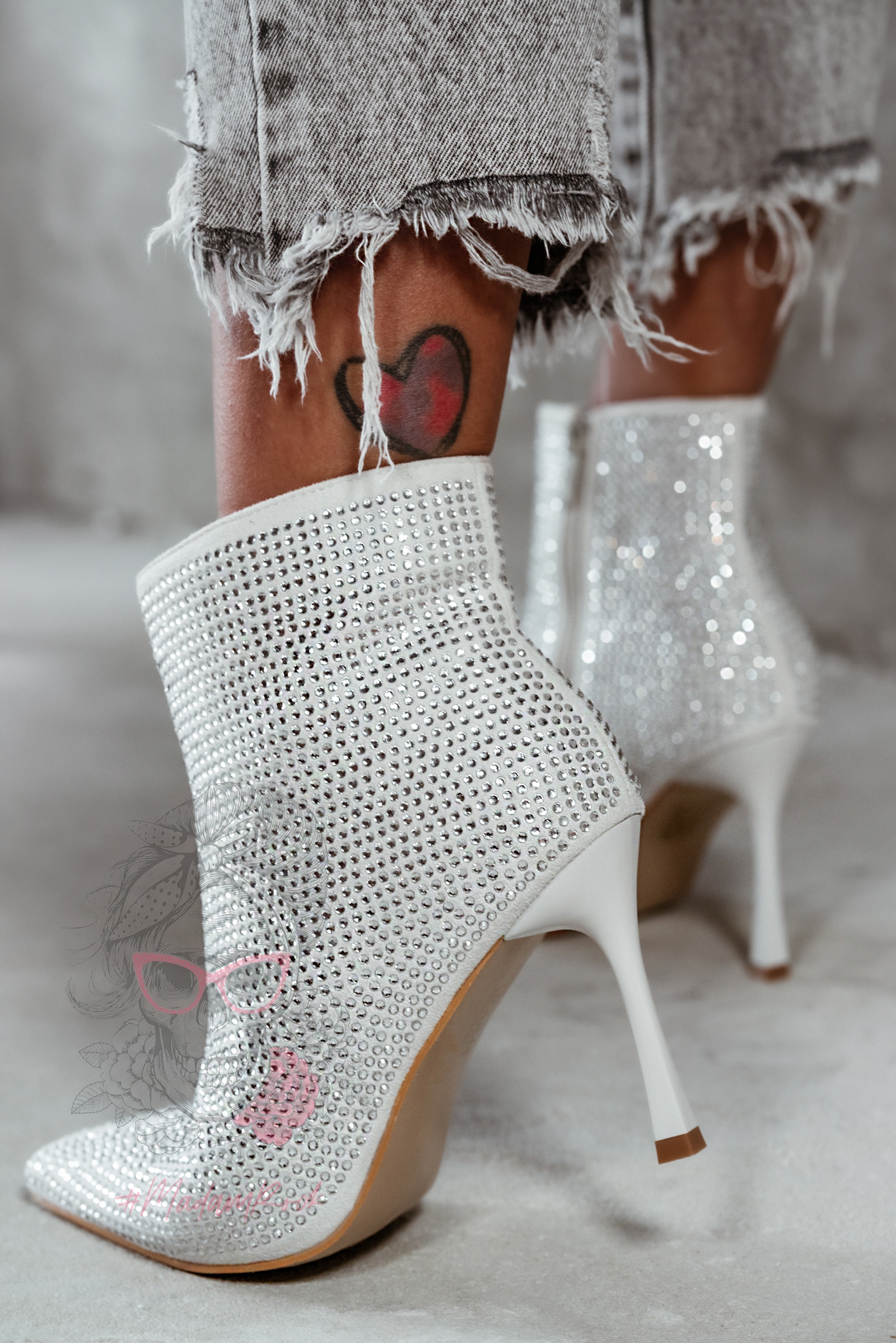 Botki z cyrkoniami Madam Operio srebrne Botki z cyrkoniami Madam Operio srebrne