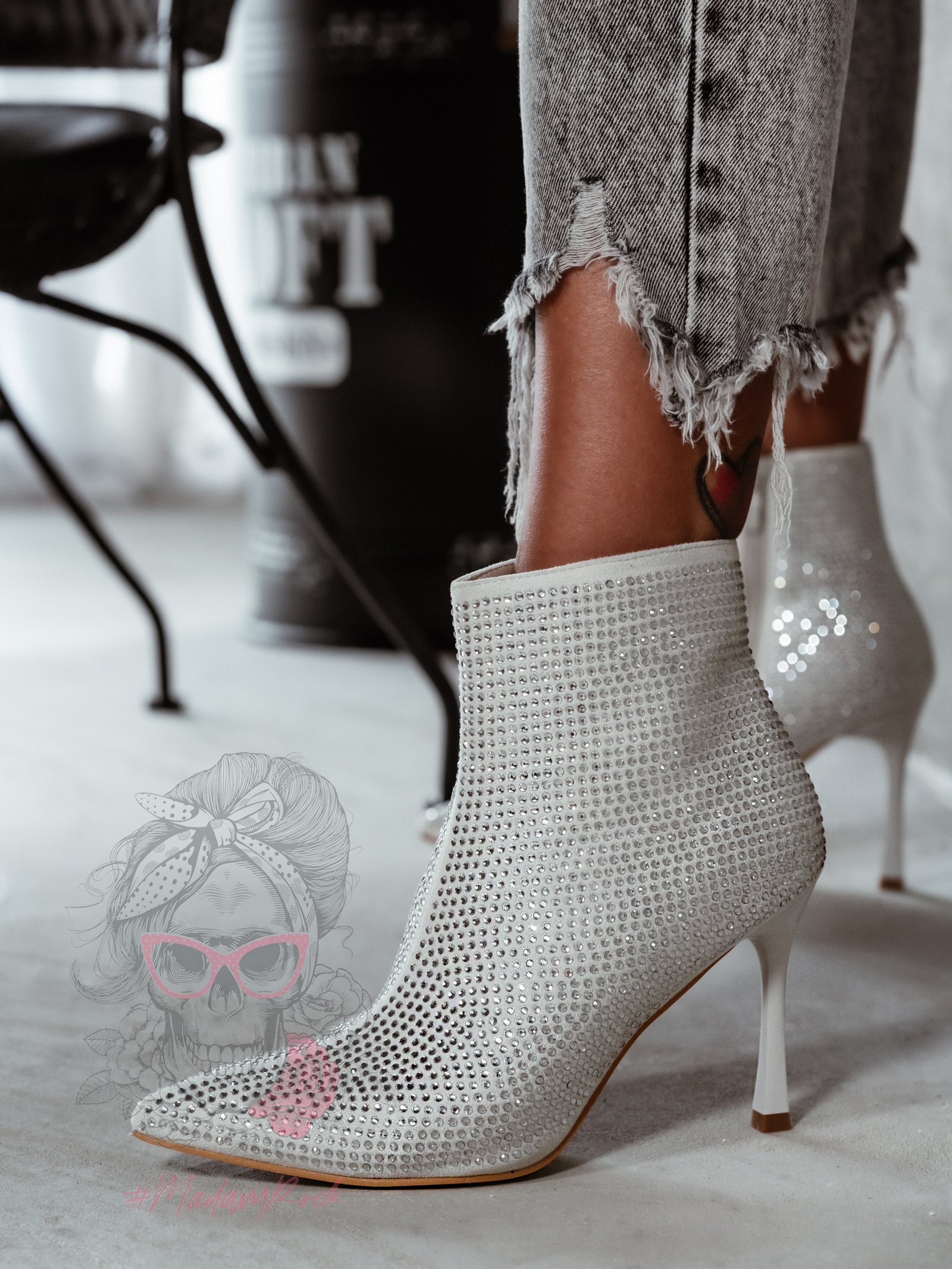 Botki z cyrkoniami Madam Operio srebrne Botki z cyrkoniami Madam Operio srebrne