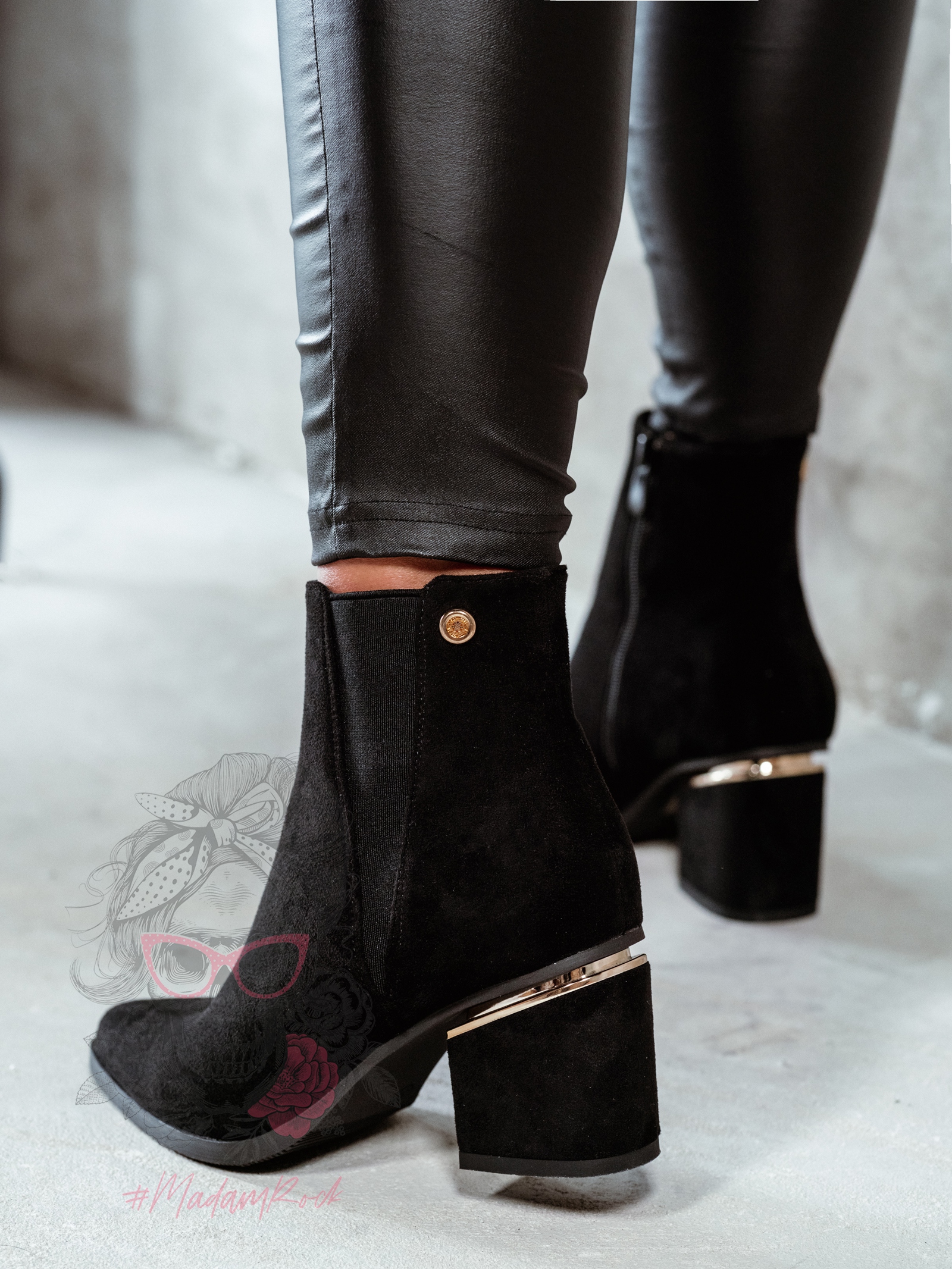 Botki zamszowe Madam Eluo czarne