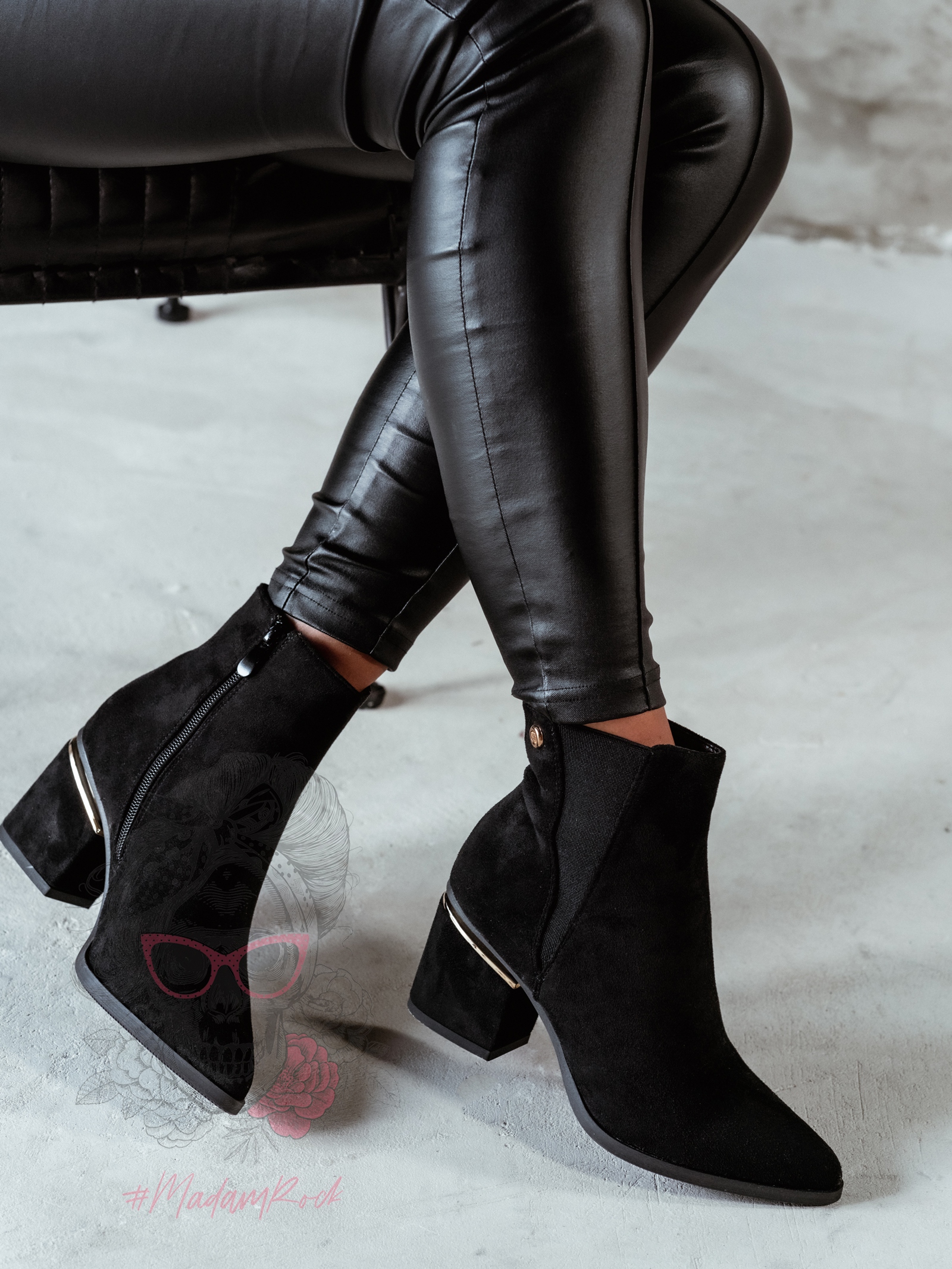 Botki zamszowe Madam Eluo czarne Botki zamszowe Madam Eluo czarne