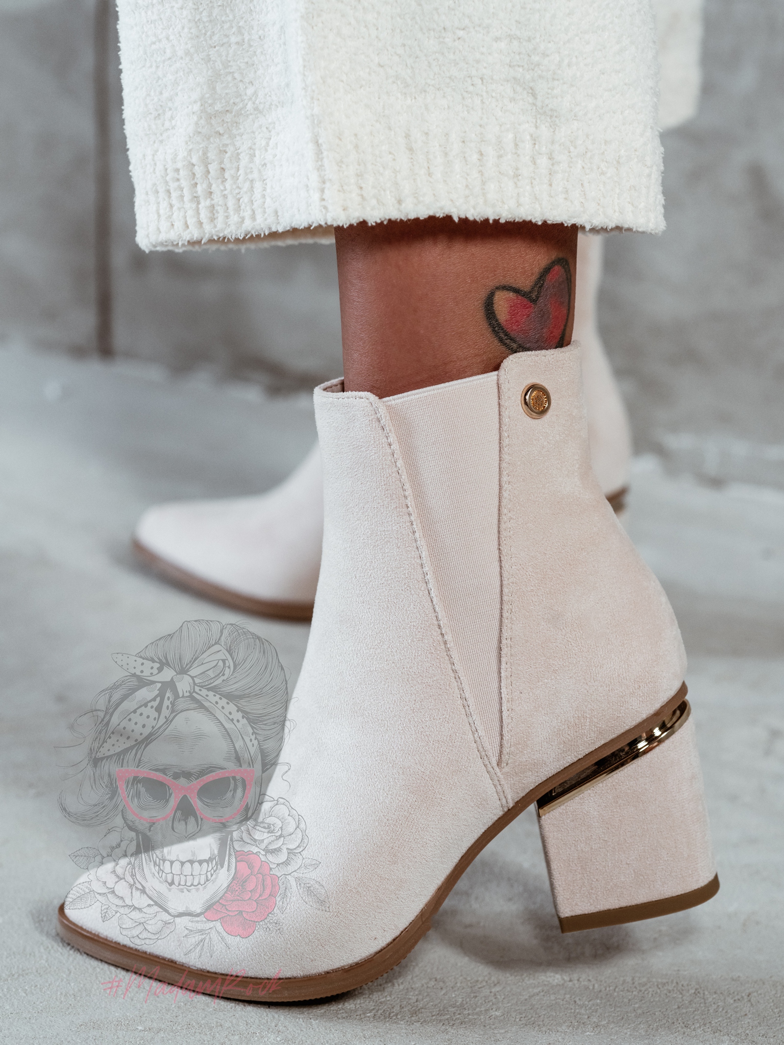 Botki zamszowe Madam Eluo beżowe