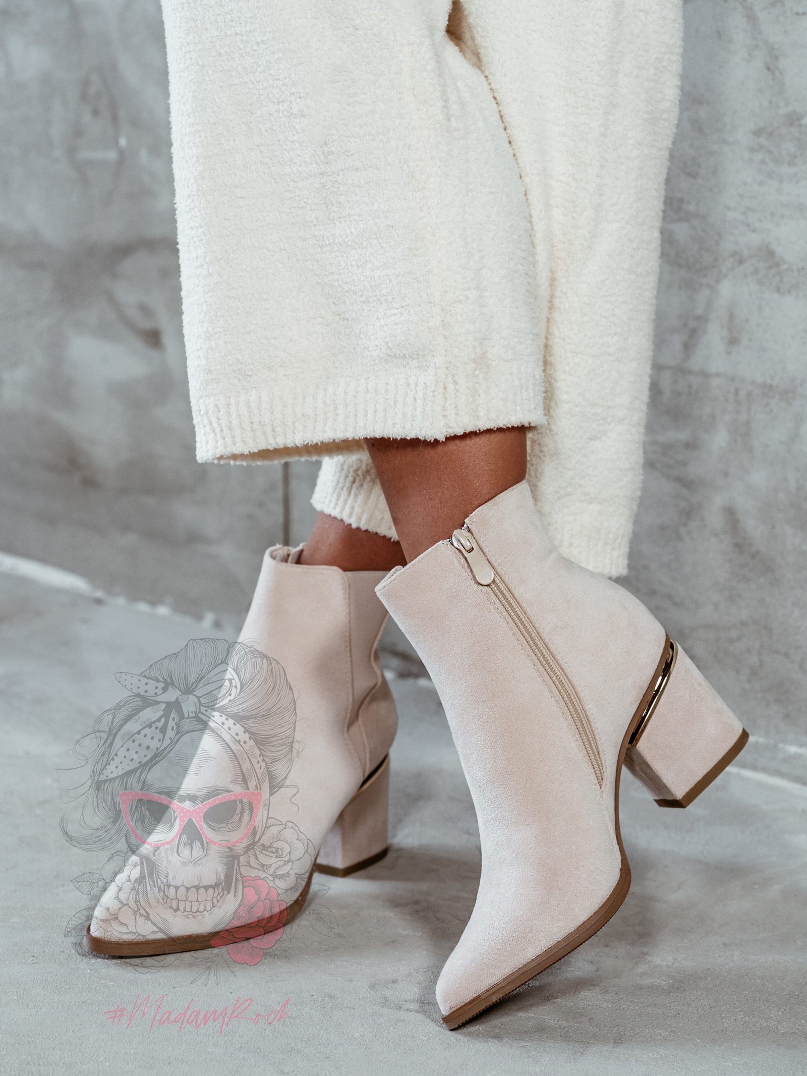 Botki zamszowe Madam Eluo beżowe