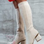 Kozaki zamszowe Madam Eluo beżowe