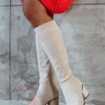 Kozaki zamszowe Madam Eluo beżowe