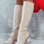 Kozaki zamszowe Madam Eluo beżowe