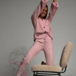 Komplet dzianinowy Comfe pudrowy