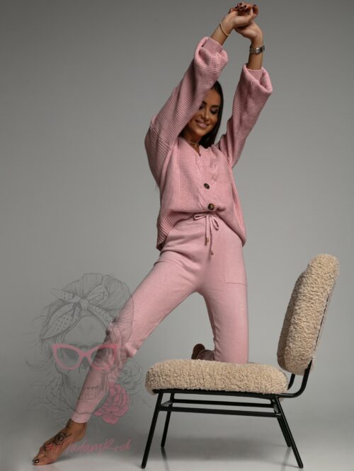 Komplet dzianinowy Comfe pudrowy