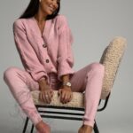 Komplet dzianinowy Comfe pudrowy