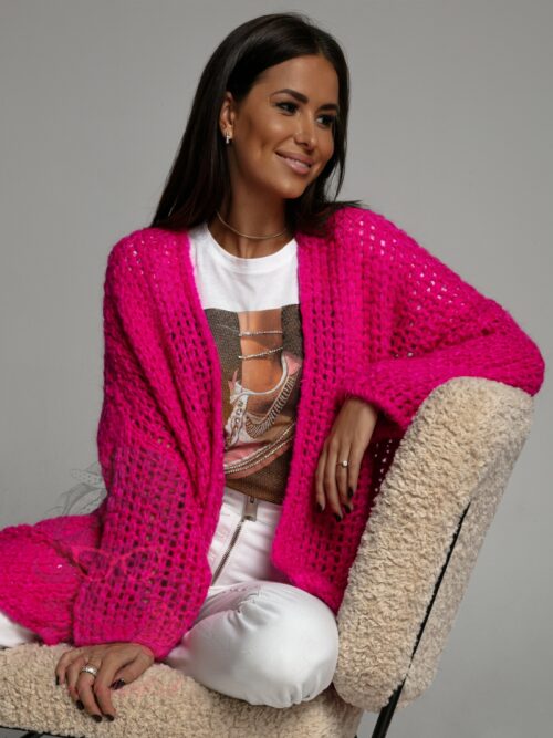 Sweter luźno pleciony Oppo fuksja