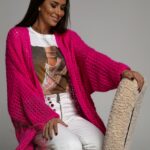 Sweter luźno pleciony Oppo fuksja