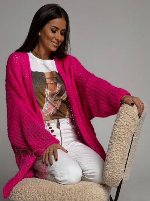 Sweter luźno pleciony Oppo fuksja