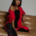 Kardigan długi supełkowy Bifo malinowy