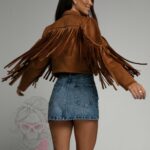 -wyprzedane-Kurtka z frędzlami Yogi zamszowa karmelowa