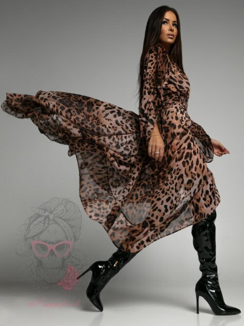 Sukienka szyfonowa NB Centavos w panterkę