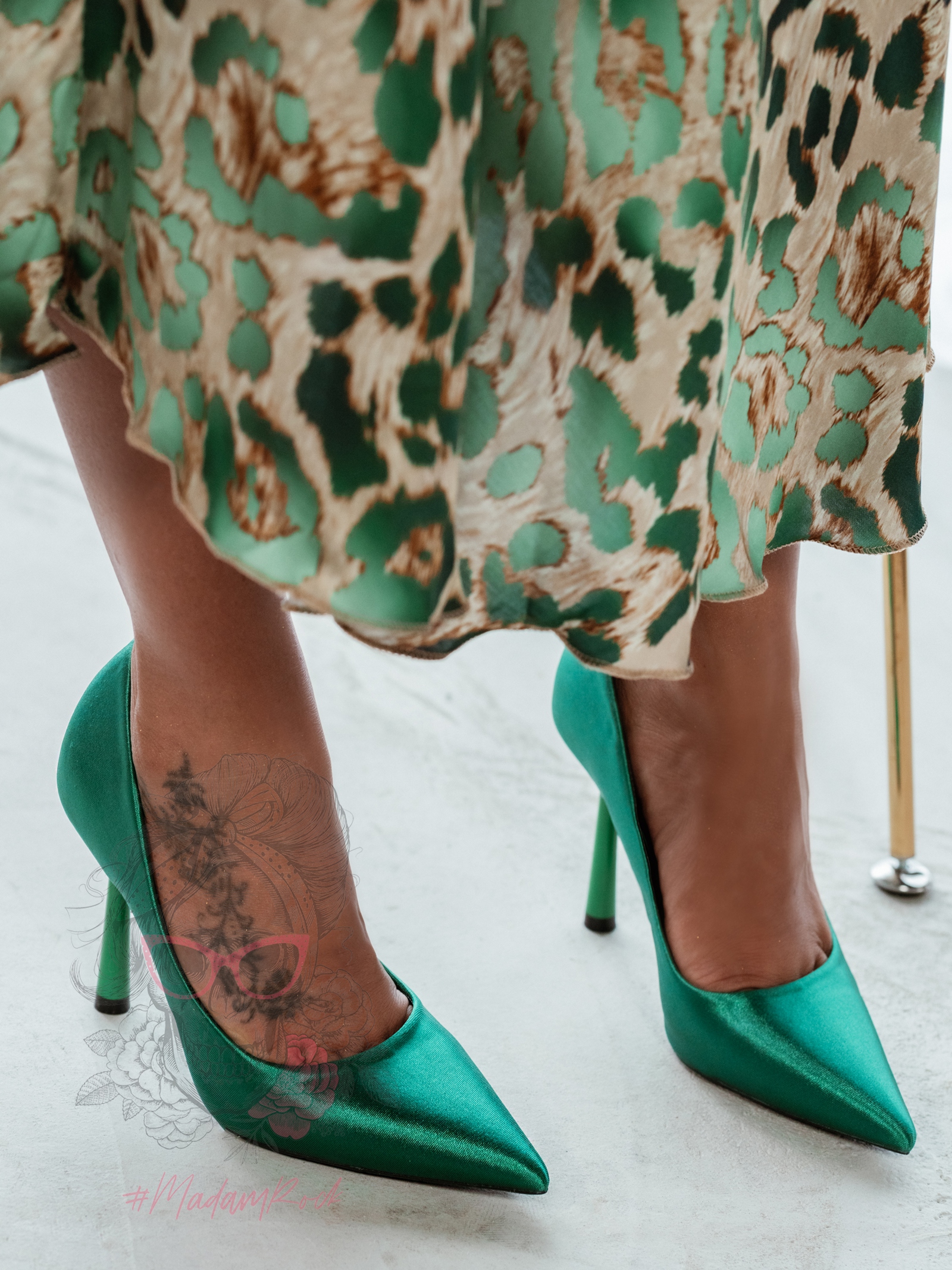 Czółenka szpilki Madam Liber zielone