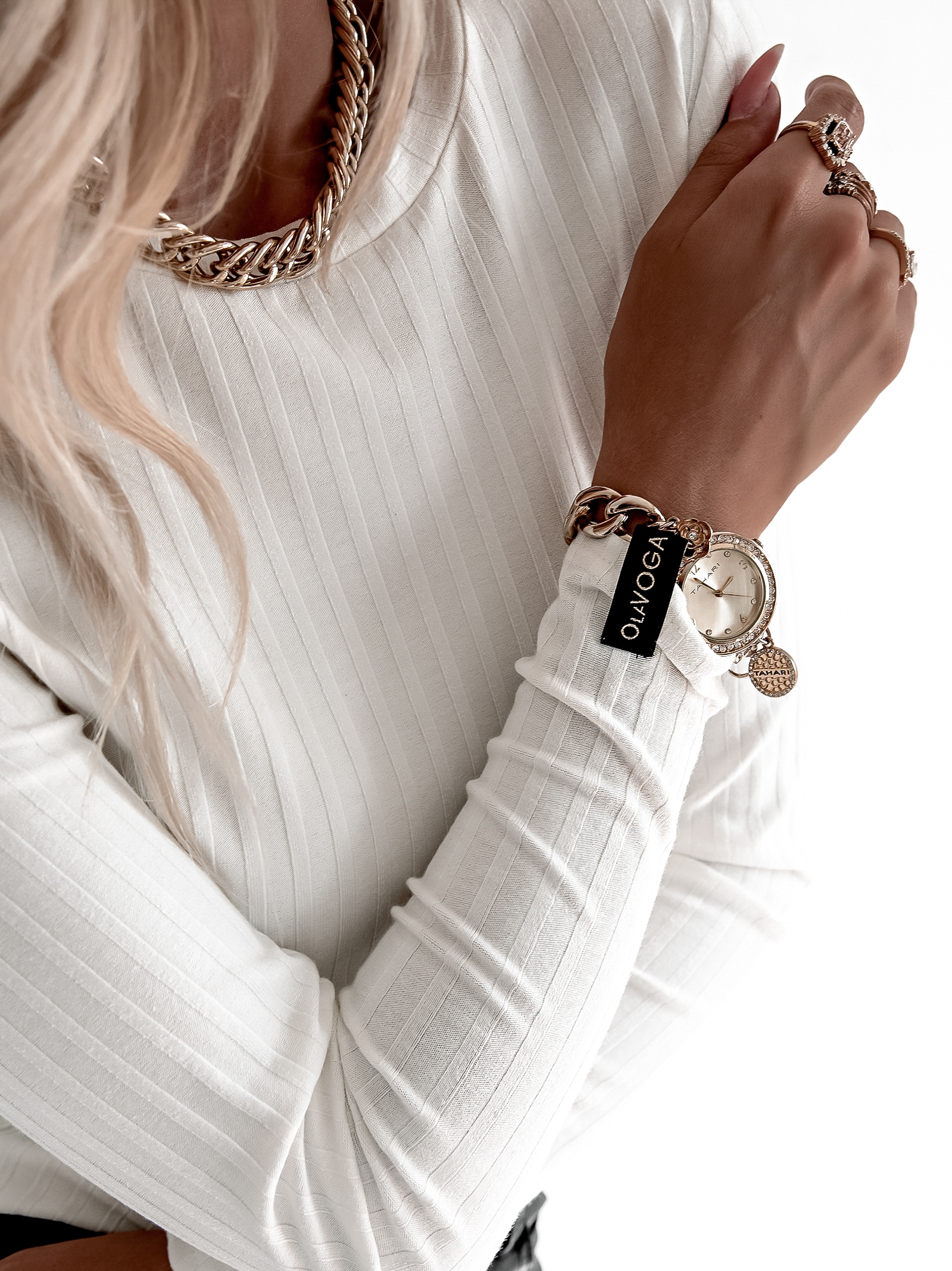 Bluzka prążkowana Basic Rib Ola Voga ecru