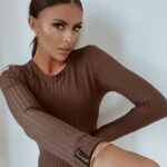 Bluzka prążkowana Basic Rib Ola Voga brązowa