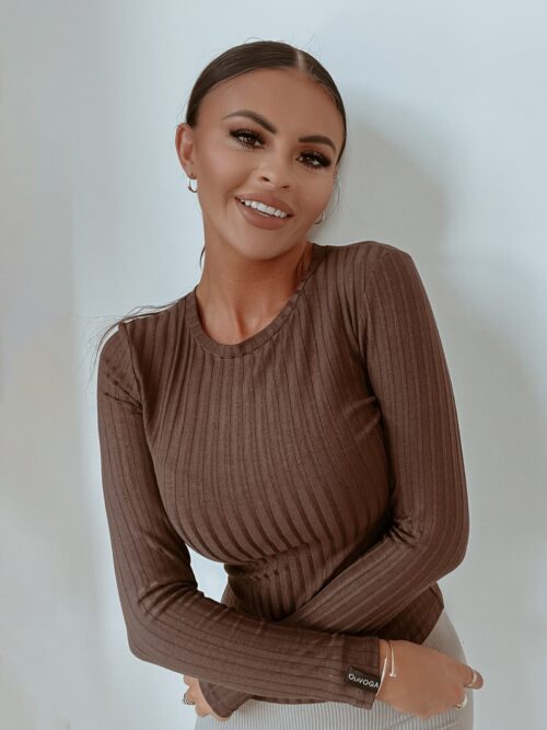 Bluzka prążkowana Basic Rib Ola Voga brązowa