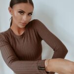 Bluzka prążkowana Basic Rib Ola Voga brązowa