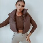 Kamizelka pikowana O'la Voga Warm Shot brązowa