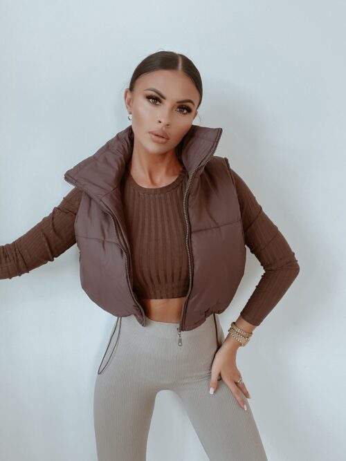 Kamizelka pikowana O'la Voga Warm Shot brązowa