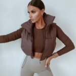 Kamizelka pikowana O'la Voga Warm Shot brązowa